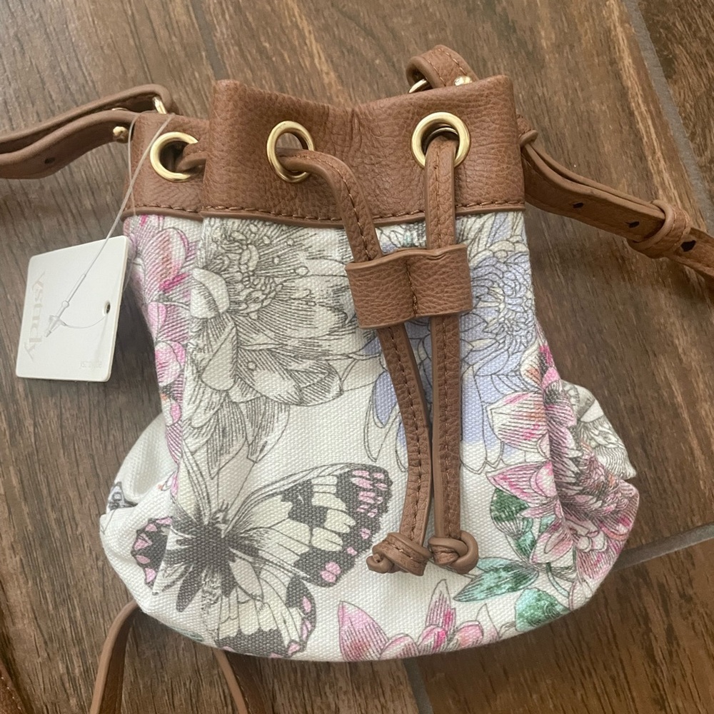 Ystrdy Drawstring Round Butterfly Bucket Bag